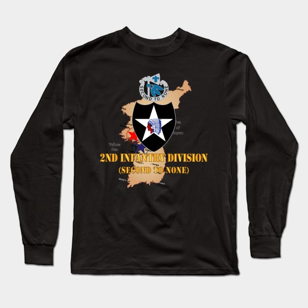 Korea Map - 2nd Infantry Div - Second to None - V1 Long Sleeve T-Shirt by twix123844